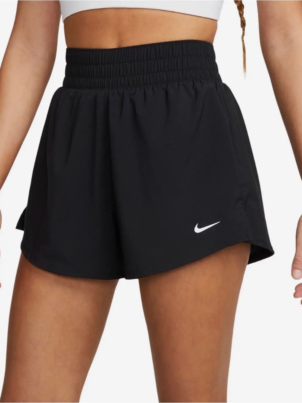 Nike Women's Black Athletic Shorts with Smocked Waistband